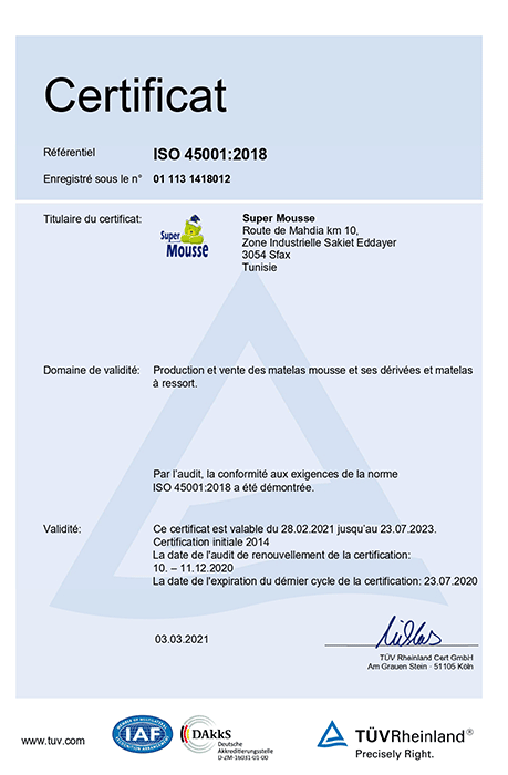 certificat iso supermousse